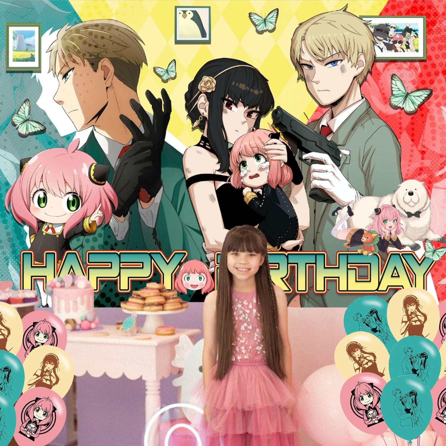 Spy Family Birthday Party Decoration,Anime Party Photo Background 5 X 3 FT and 1