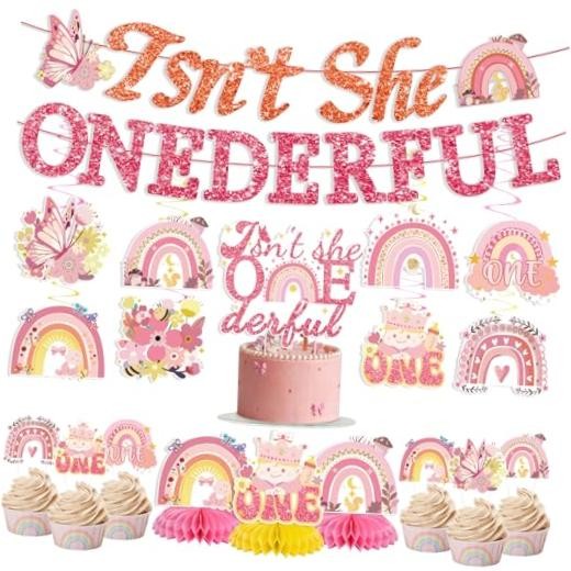 35PCS Isn’t She Onederful Birthday Decorations – First Birthday 1st Girl
