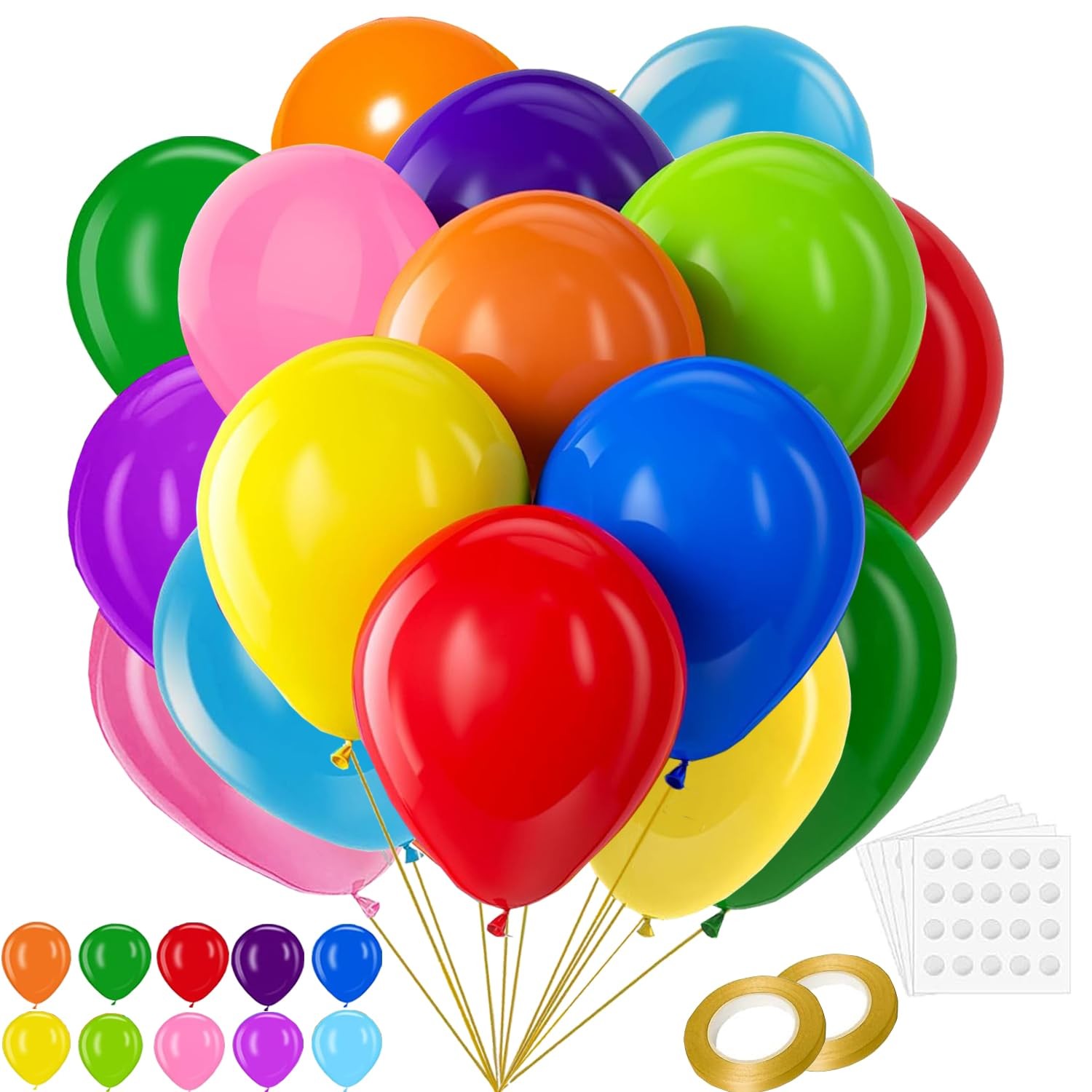 100PCS 12 Inch Rainbow Latex Balloons, Assorted Colors Party Balloons Bulk Pa…