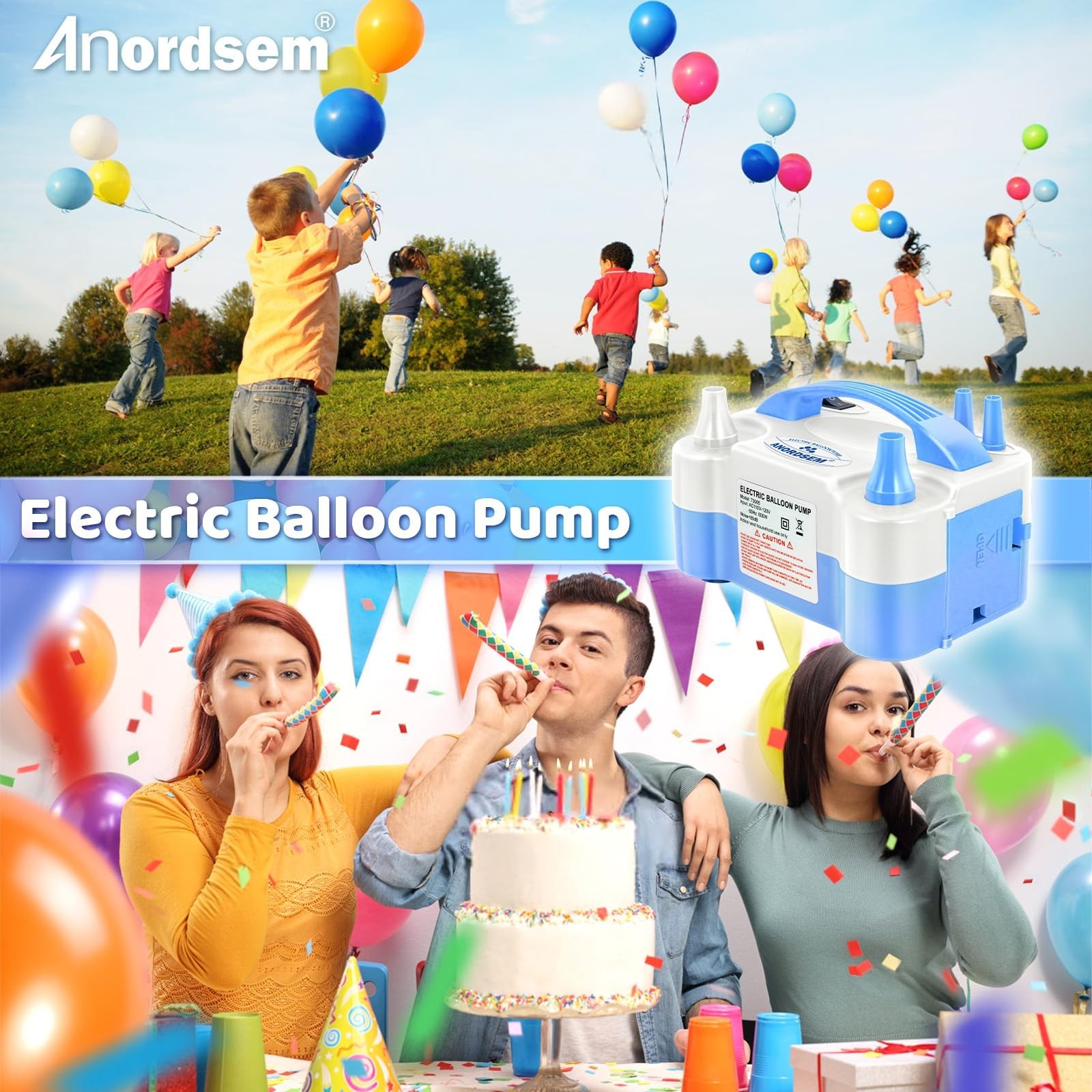 Anordsem Electric Balloon Air Pump: Polypropylene Plastic Case with Dual Nozz…
