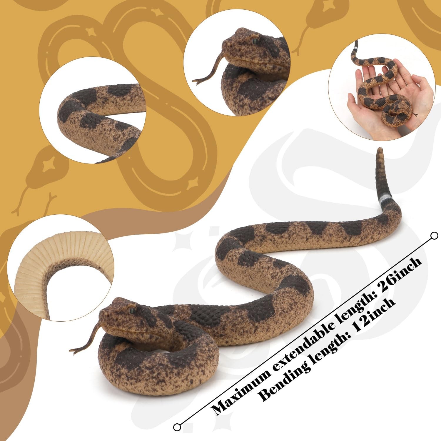 Rattle Snake Prank with String Clip, Rattlesnake Fake Snake on a String Prank, R