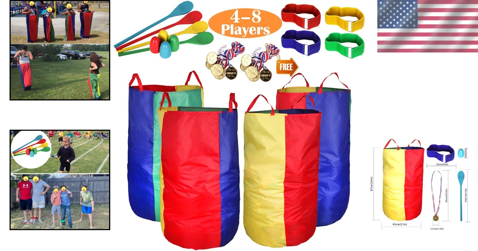 Vibrant Outdoor Games for Kids & Adults: Includes Medal Awards & Racing Gear