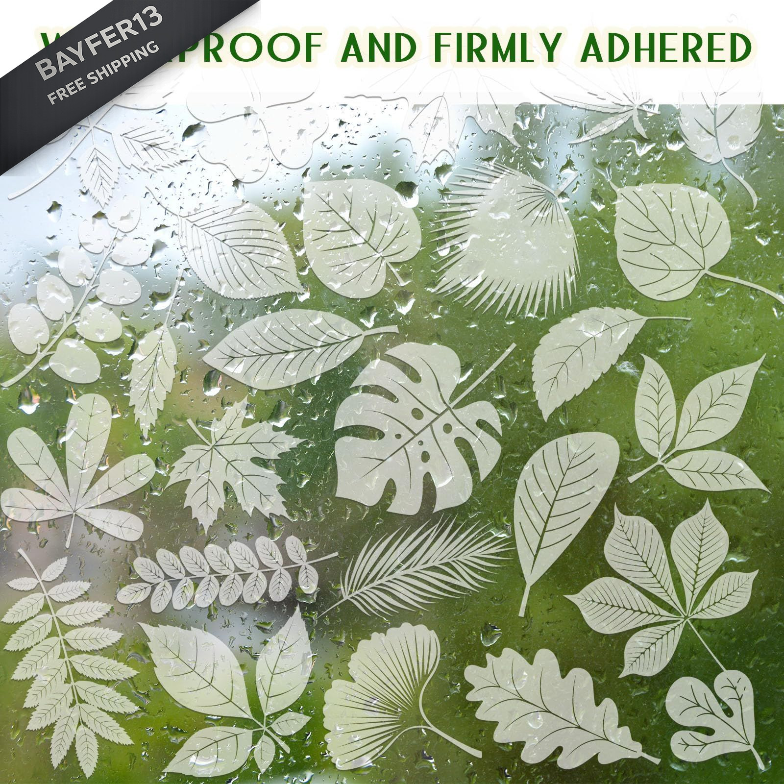 26 Pcs Leaf Window Decals, Anti-Collision Stickers for Birds, White