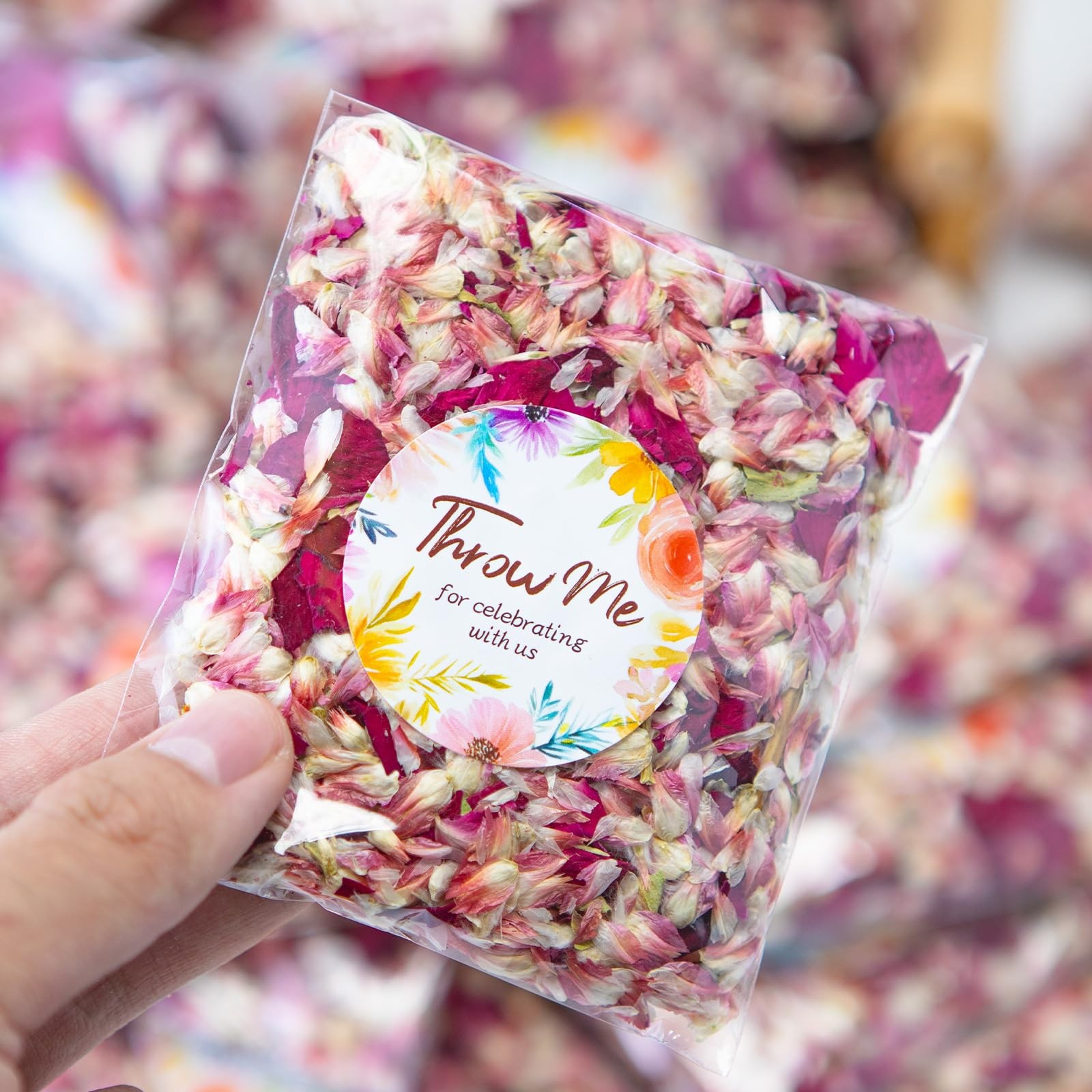 Oning 50 Pack Real Dried Rose Flower Petals Confetti Dried Mix Red Rose Begonia