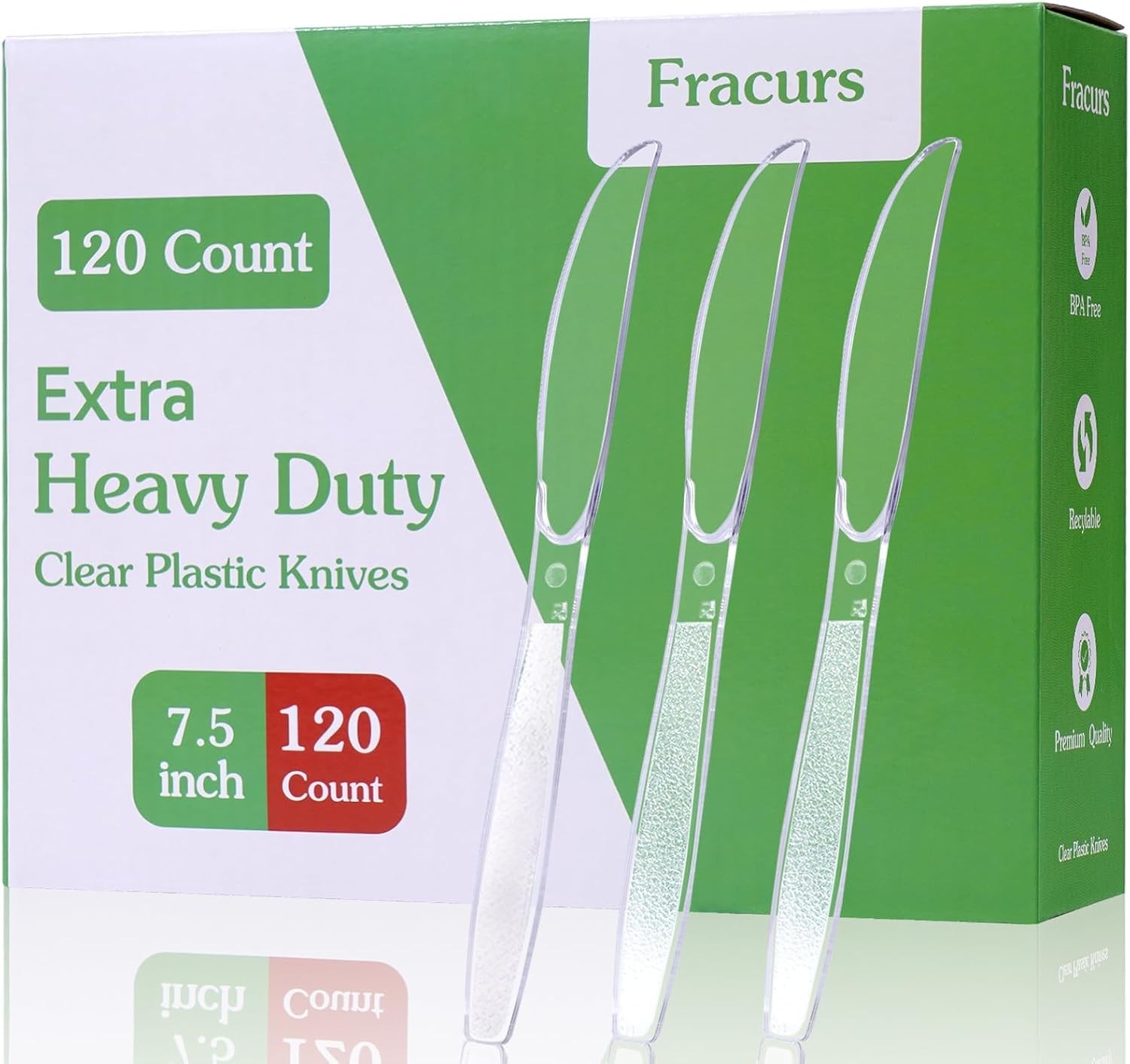 7.5″ Extra Plastic Knives Heavy Duty, 120 Count Premium Disposable Plastic