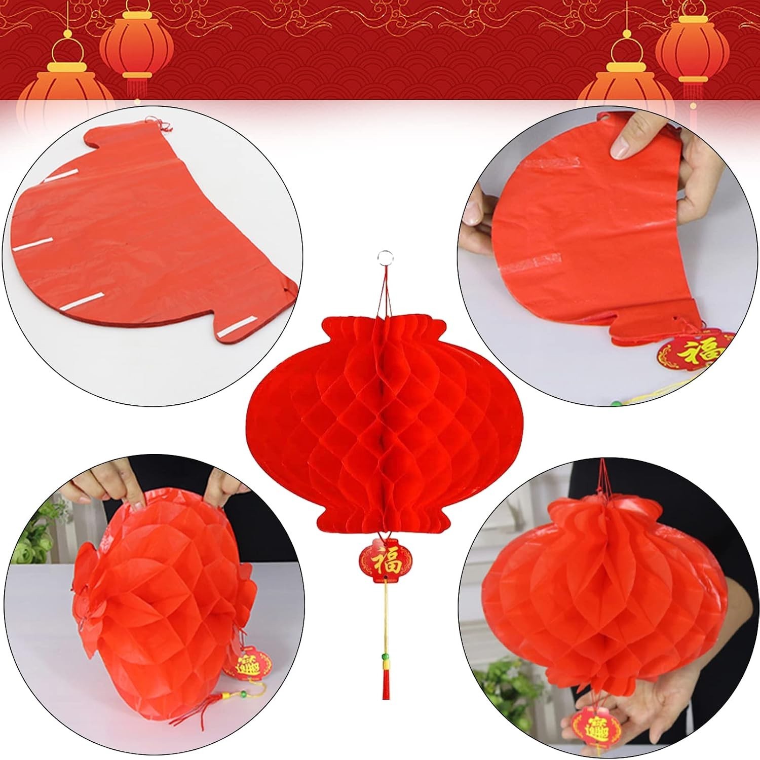 Chinese New Year Dragon, 12 Pieces Chinese 3D Paper Dragon with Dragon Ball