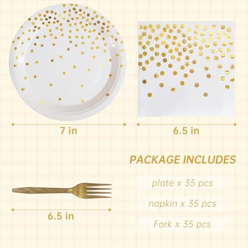 White and Gold Paper Plates Napkins Party White Gold Dot Paper Plate