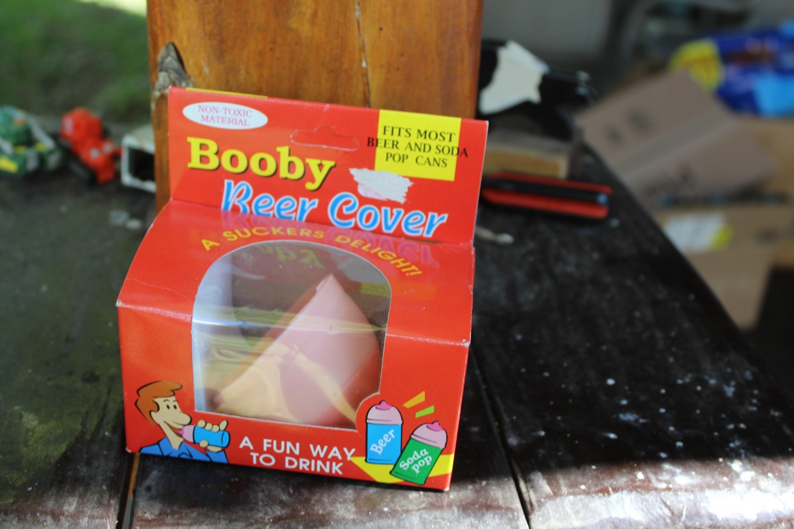 Vintage Funny Boobie Beer Can Top Cover Gag Rubber Nipple Joke Bachelor Party