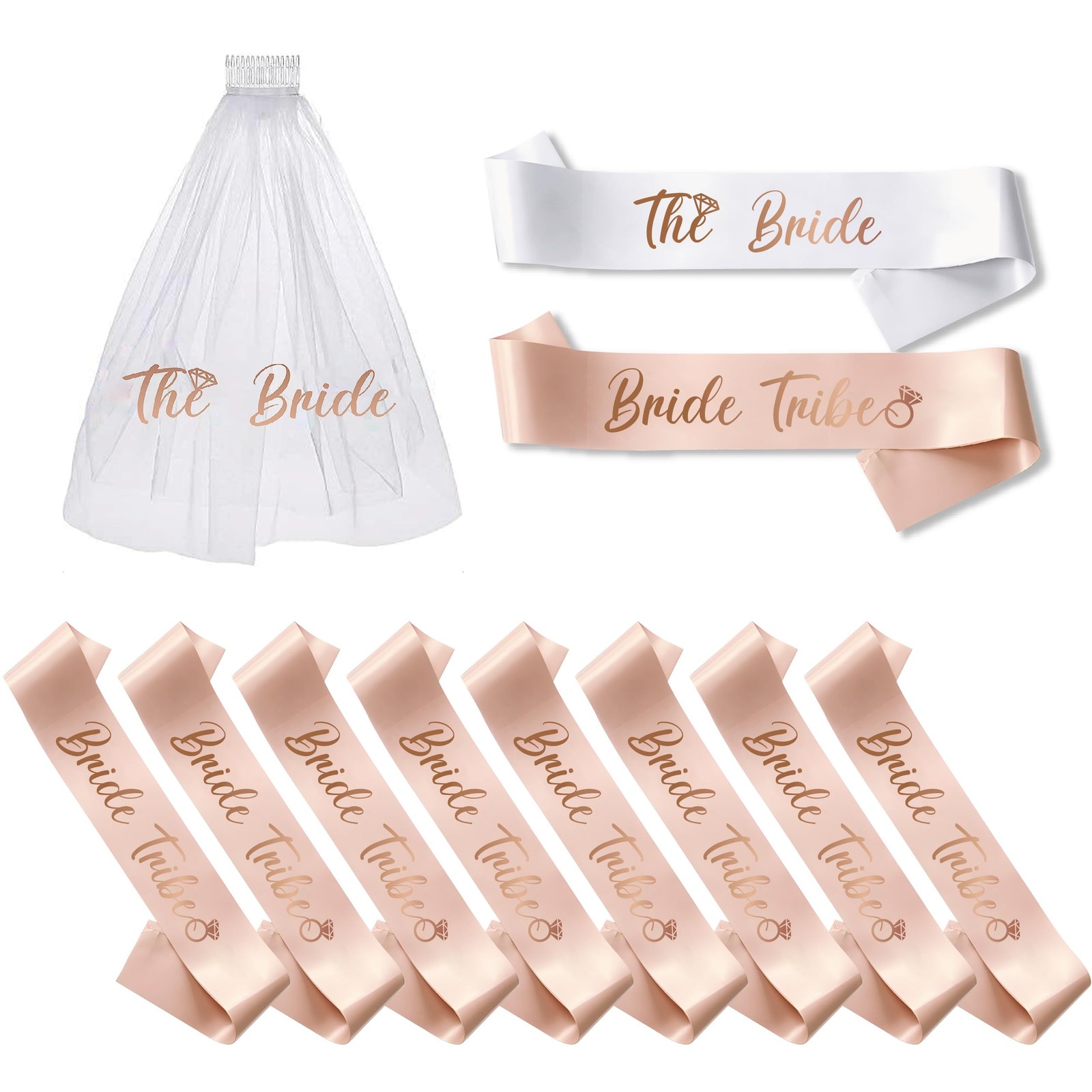 Bachelorette Party Favors Bride To Be Sash and Veil Set Bachelorette Sashes B…