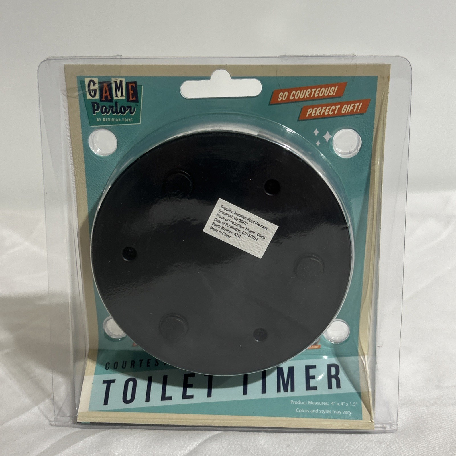 Game Parlor Courtesy Toilet Timer Gag Gift, NIP