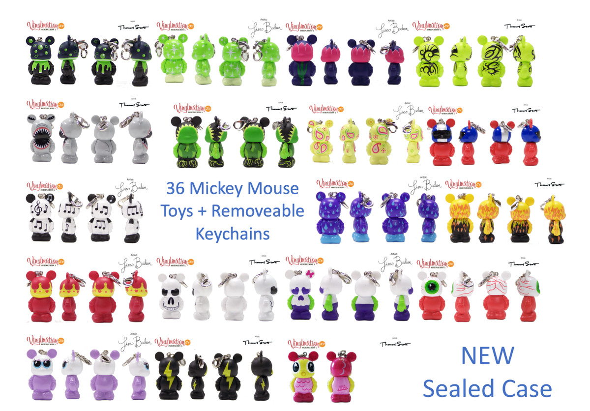NEW CASE/Tray 36 Disney Park Party Favors Mickey Series #1 Figure Toy + Keychain