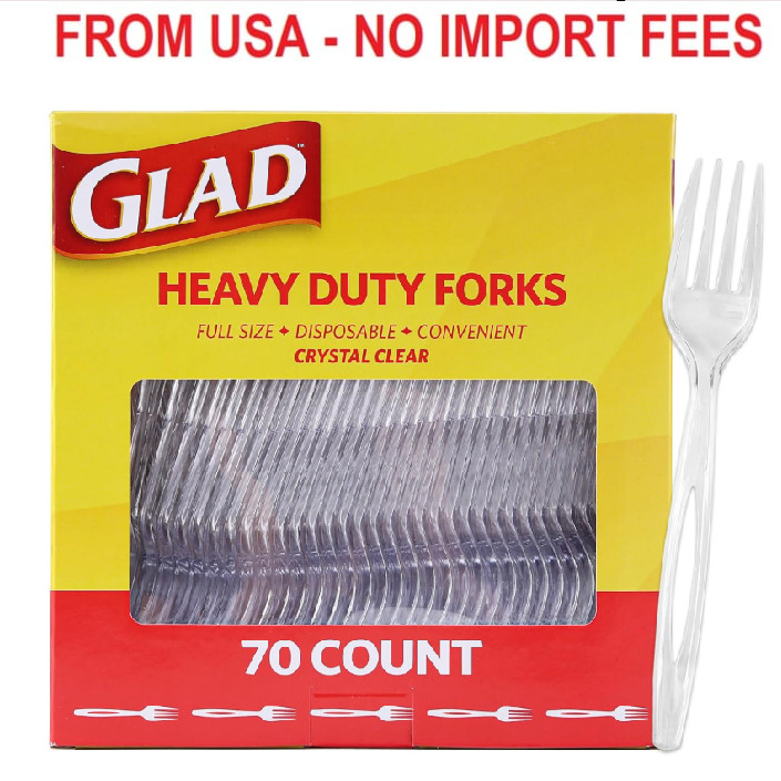 Glad Clear Heavy Duty Plastic Forks Reduced-Plastic Open Handle Break-Resistant