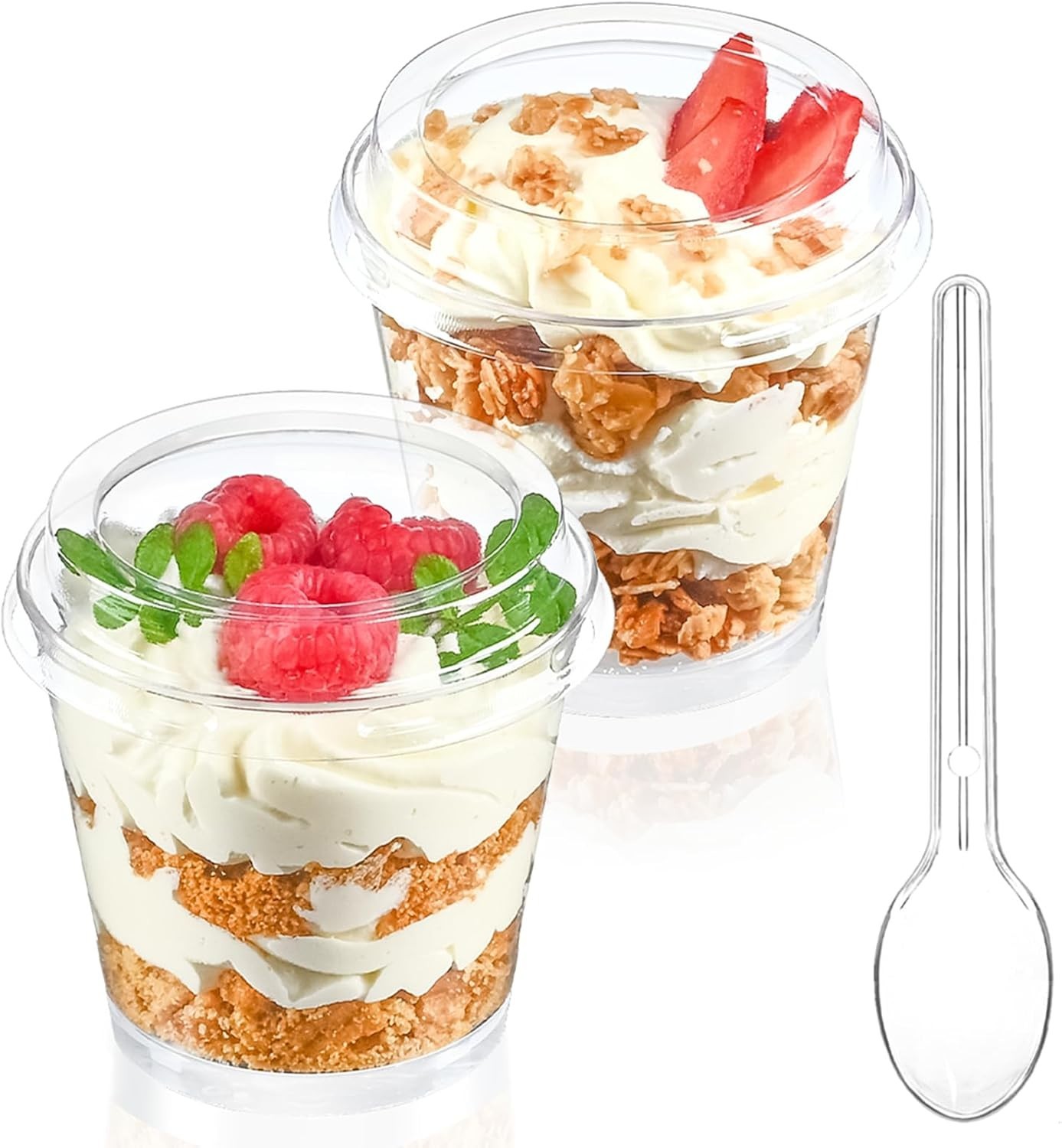 Mini Dessert Cups with Lids and Spoons 6oz Pack of 150 Serving Cups for Parties