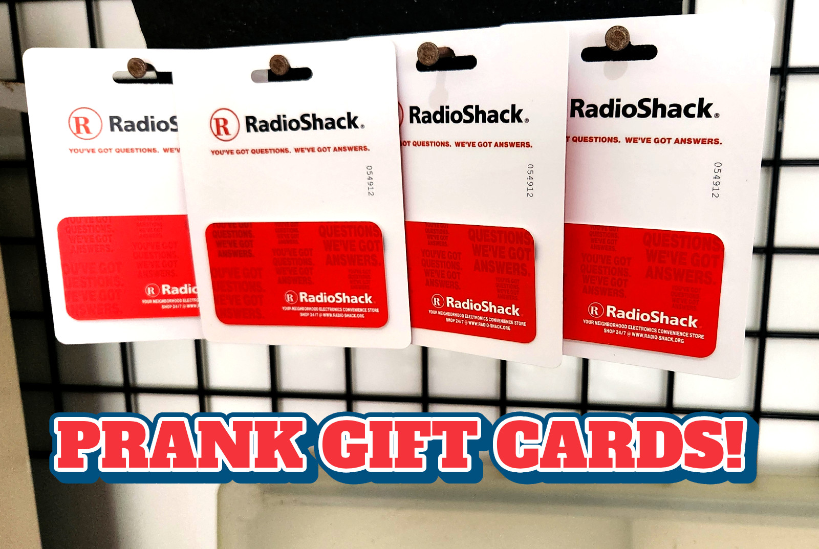 (4) Radio Shack Prank Gag Gift Card – Birthday Christmas Graduation Gag FUNNY