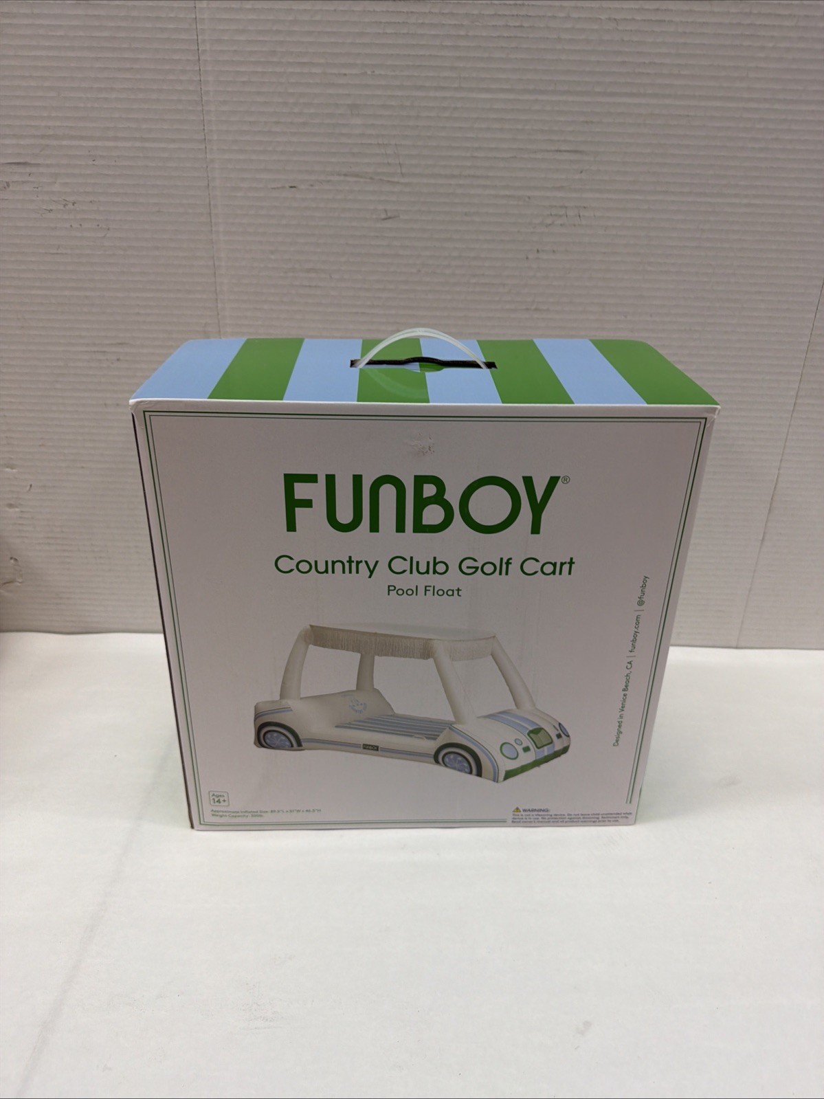 FUNBOY Country Club Golf Cart Pool Float, Two Cup Holders, X-Large, White