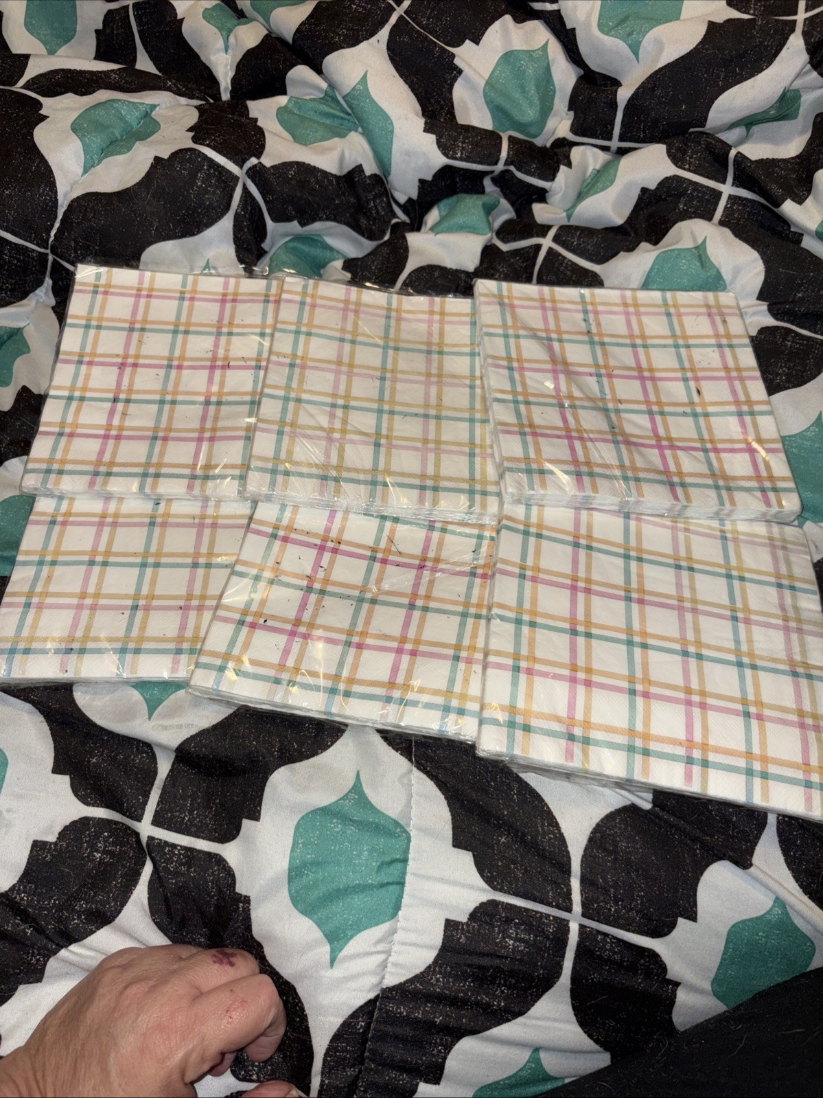 PERFECT HARVEST Paper Dinner Napkins 16ct ALL OCCASION Plaid Pastel Colors 6 pks