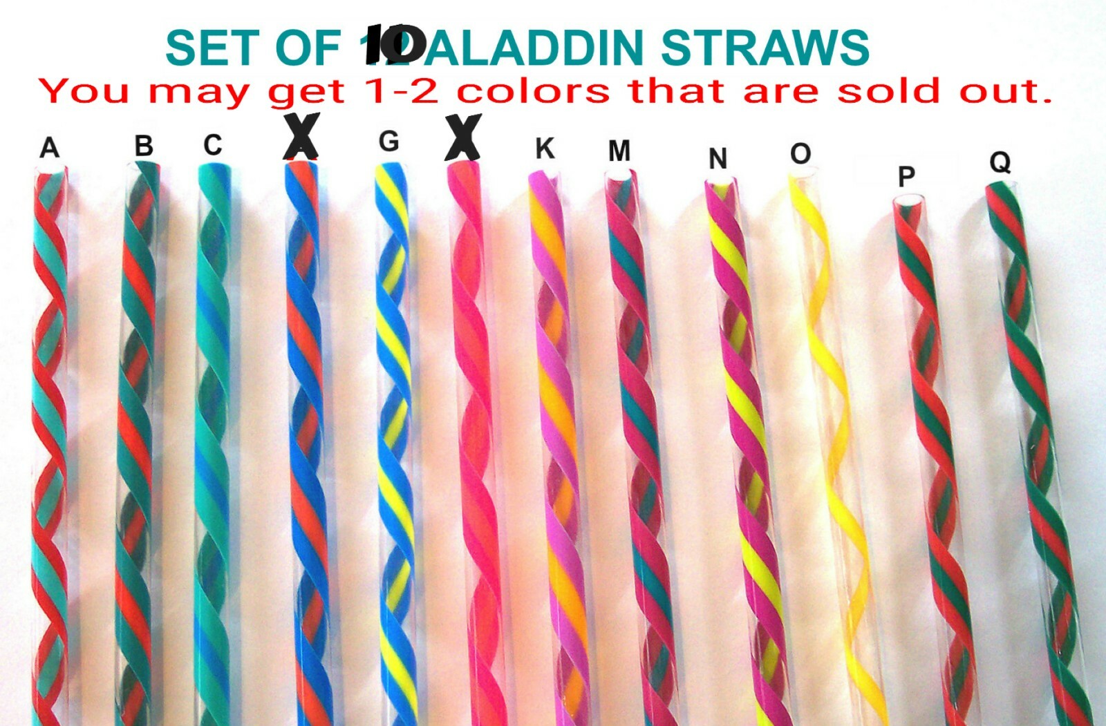 ALADDIN Wide Colorful STRAWS, 3/8″ X 9 1/2″, BPA Free, Reusable.