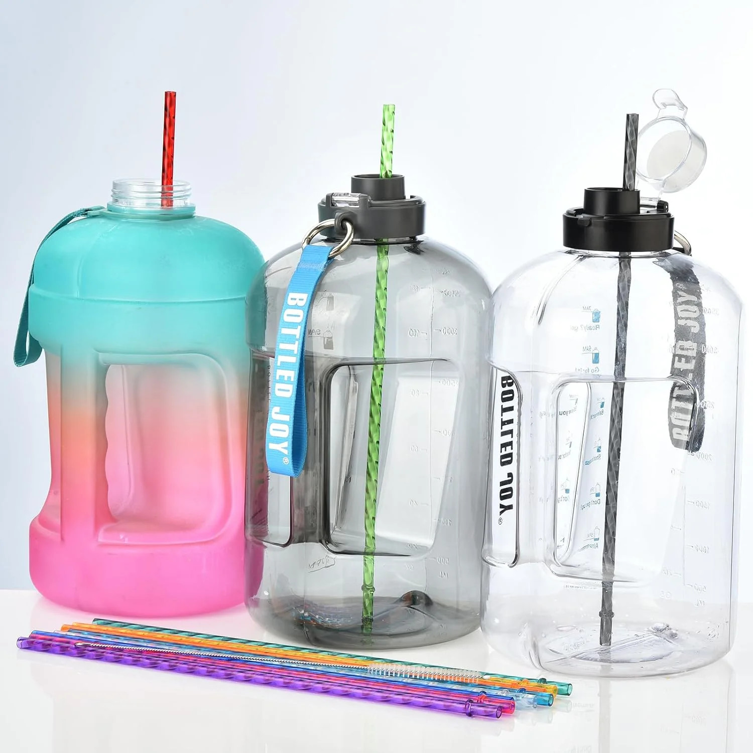 ALINK 12-Pack Reusable Plastic Clear Swirl Straws, 13″ Extra Long Colorful Hard