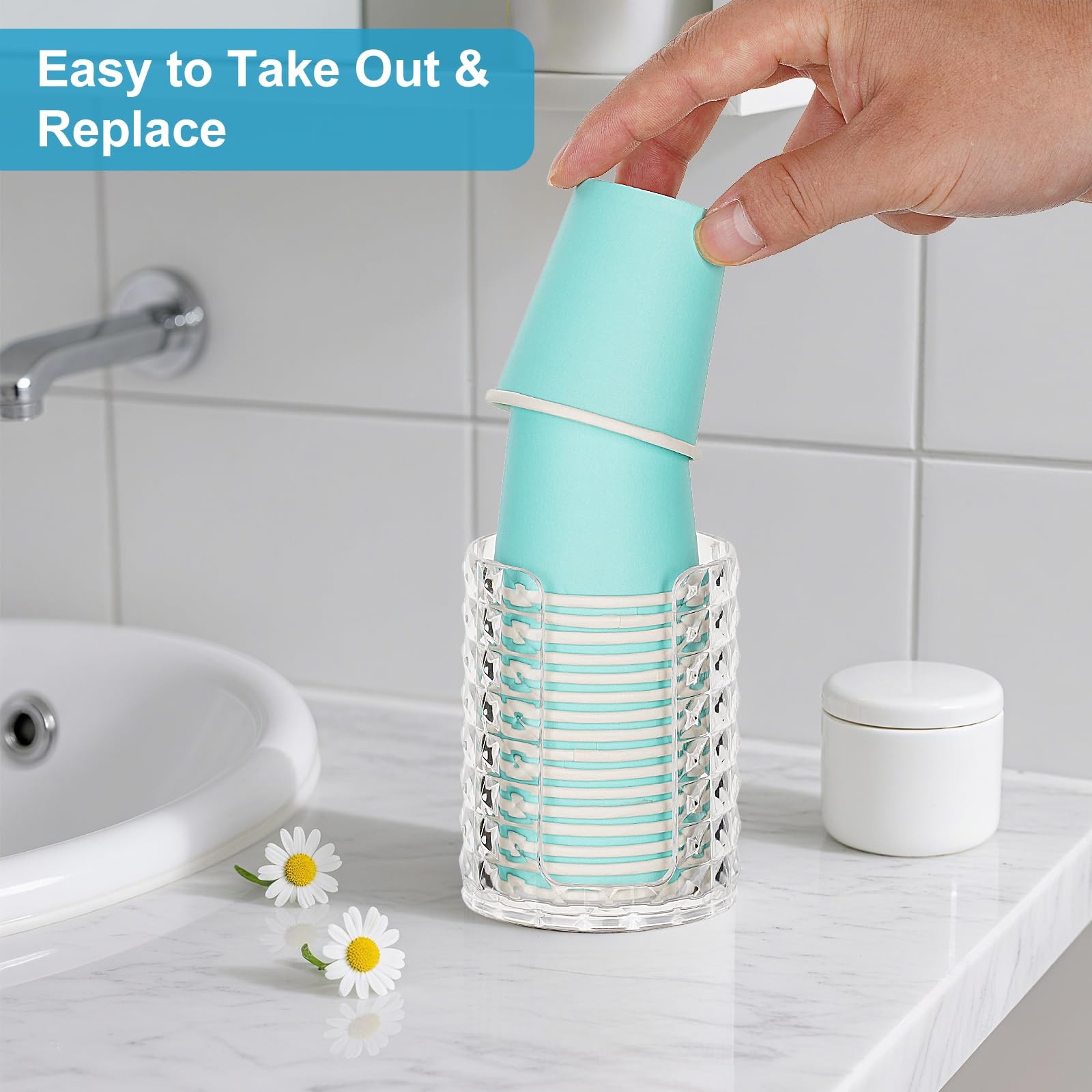 KIMERSE Bathroom Cup Dispenser, Mouthwash Cup Holder for 3oz Small Disposable Ri