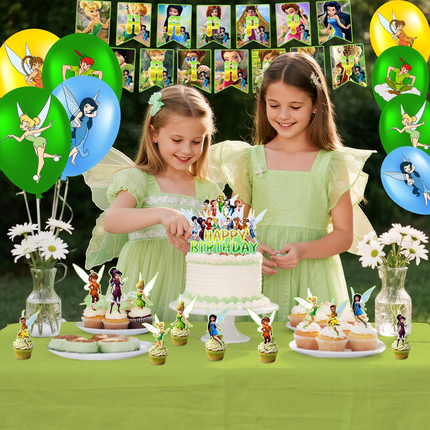 33 Pcs Tinker Bell Party Decoration Tinkerbell Birthday Supplies Balloons Banner