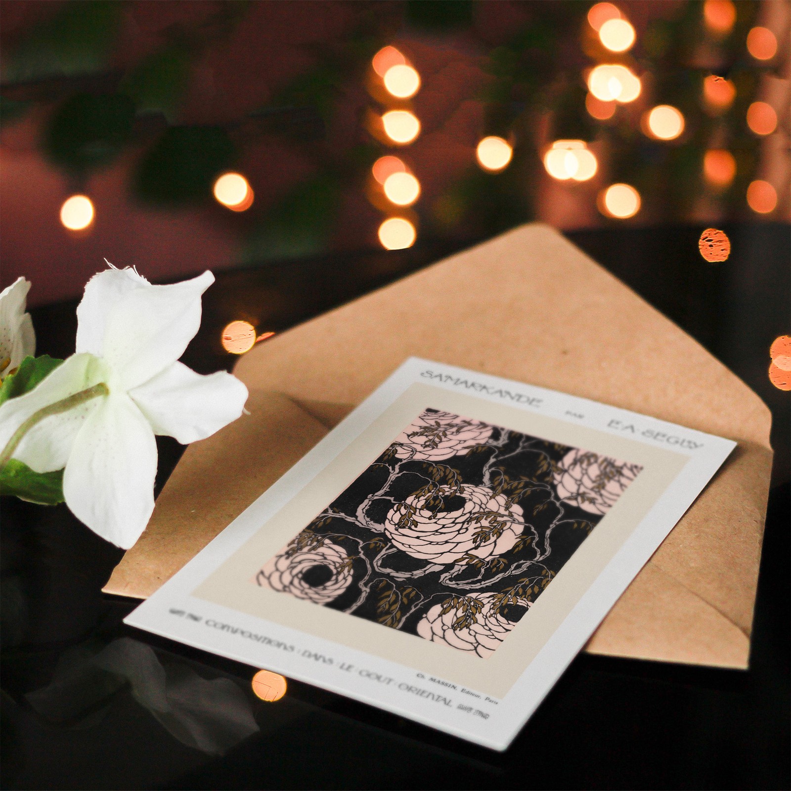 Eugene Seguy Art Card Vintage Art Deco Flower Pattern