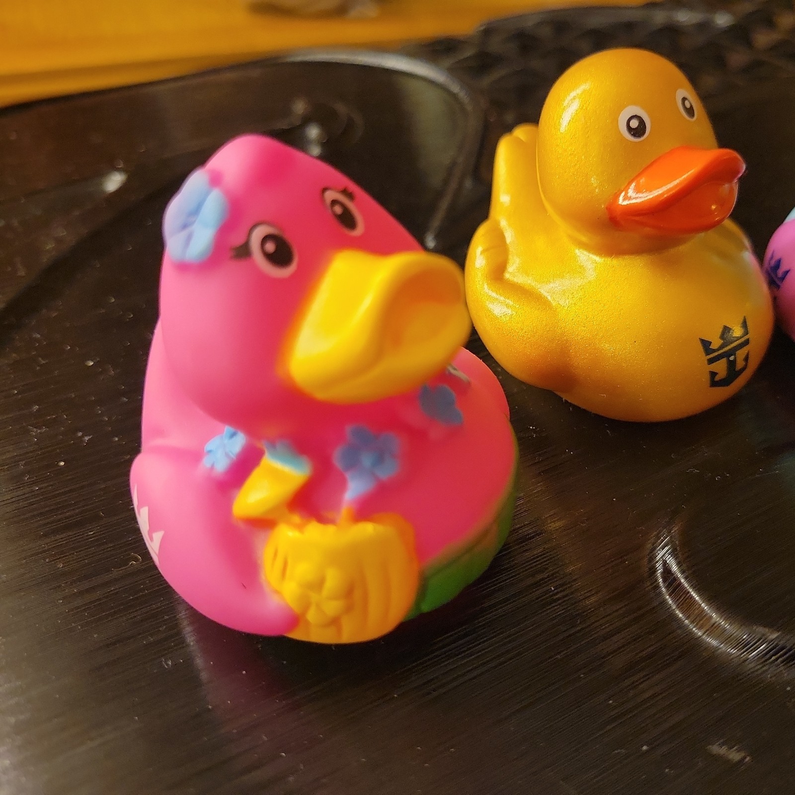 3 x Royal Caribbean yellow Rubber Ducks multi color Cruise 4 inch