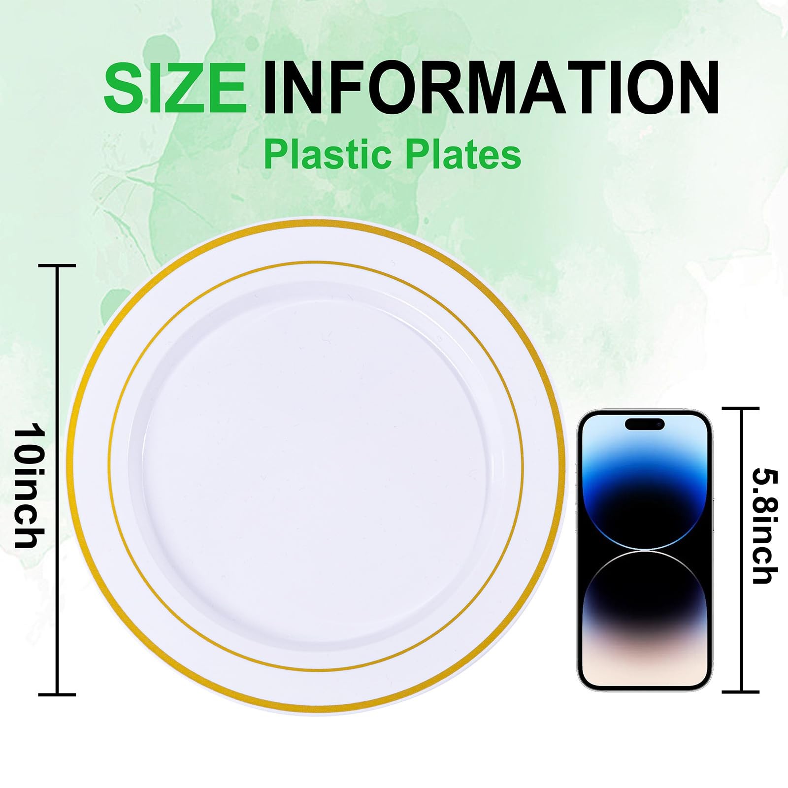 100PCS Gold Plastic Plates, 10 Inch Plates Disposable Dinner Plate Party with…