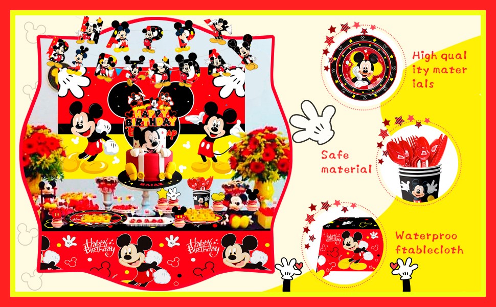 Mickey Mouse Party Supplies 112 Pcs Party Decorations Tableware Balloons Plates