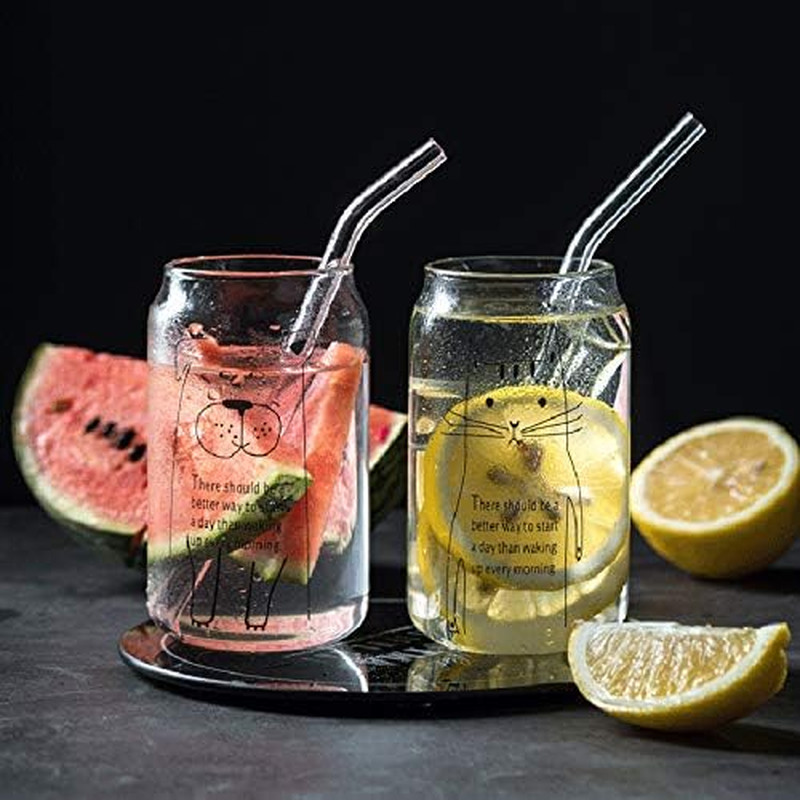 ALINK Glass Smoothie Straws, Reusable Clear Bent 9 in X 10 Mm Drinking Straws, S