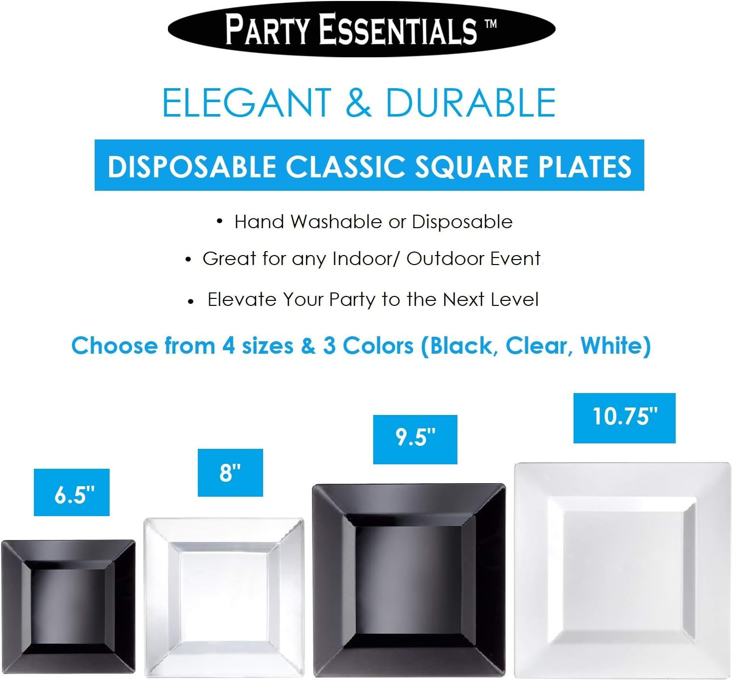 Clear Disposable Square Plastic Plates, 8″, 70-Count – Perfect for Any Occasion