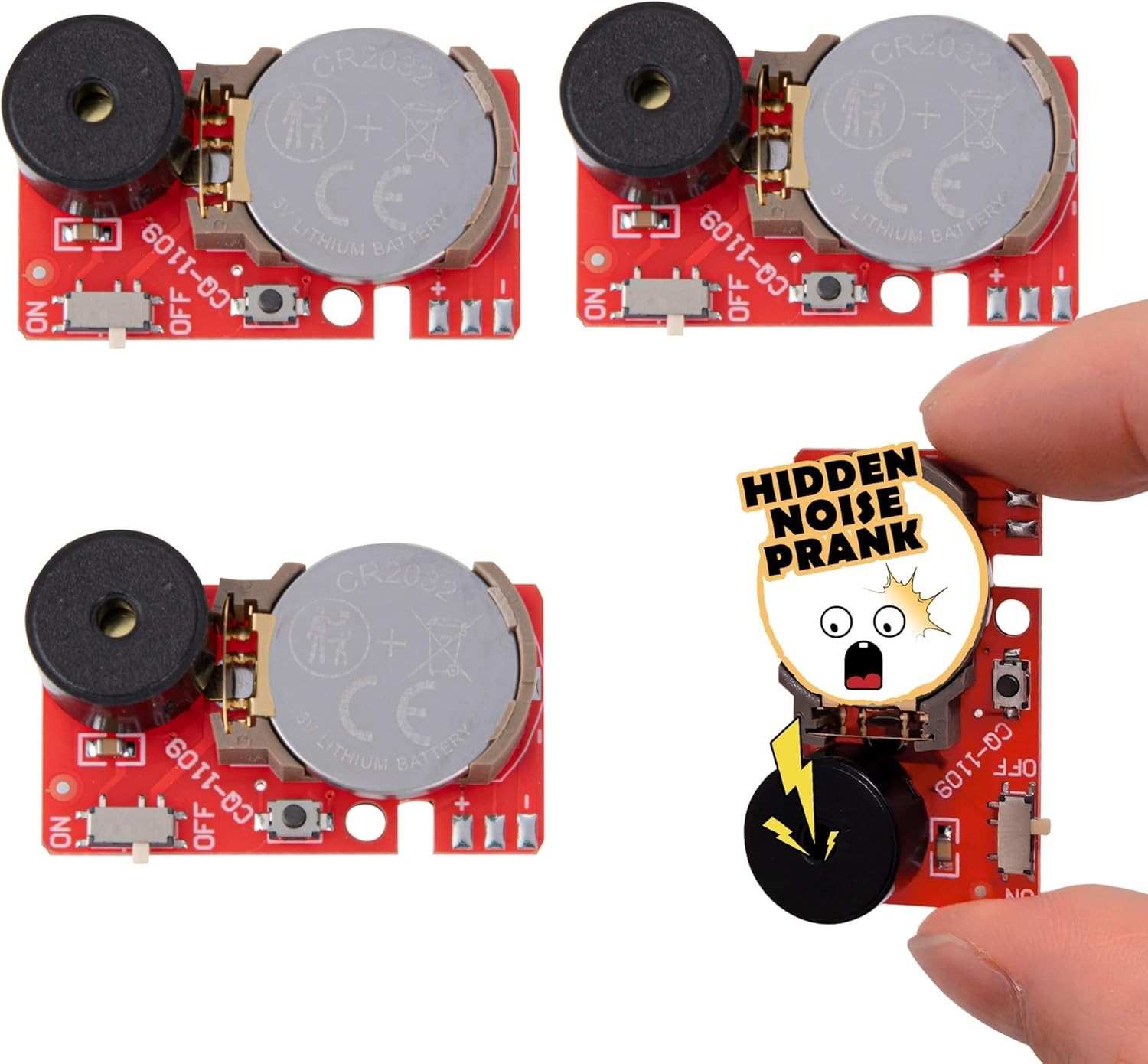 Red Mini Hidden Noise Makers – 3-Pack with Unique Sounds for Hilarious Pranks