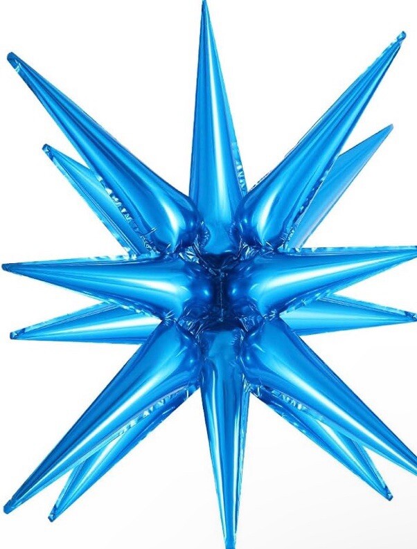 26” Light Blue Star Explosion Starburst Foil Cone Balloon