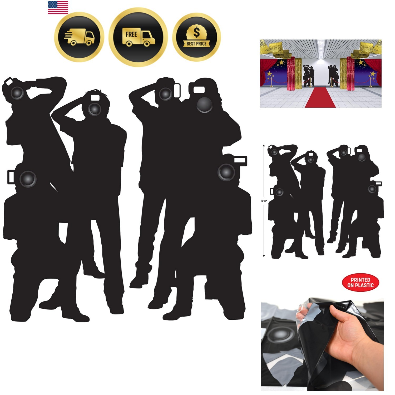 Paparazzi Wall Decor 2pcs Hollywood Backdrop Decorations for Parties