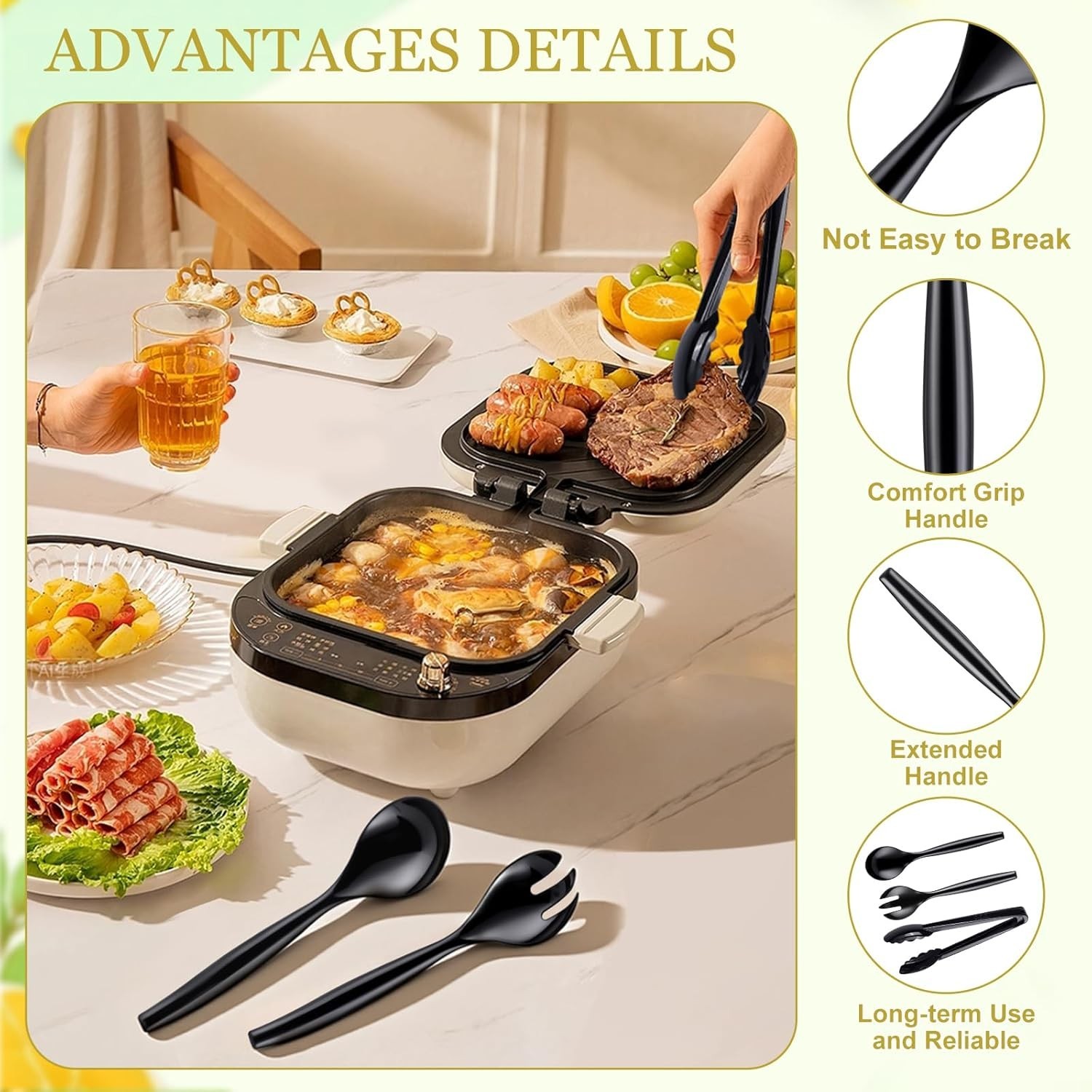 18Pcs Serving Utensils, 10” Plastic Serving Utensils Set, Disposable Serving…
