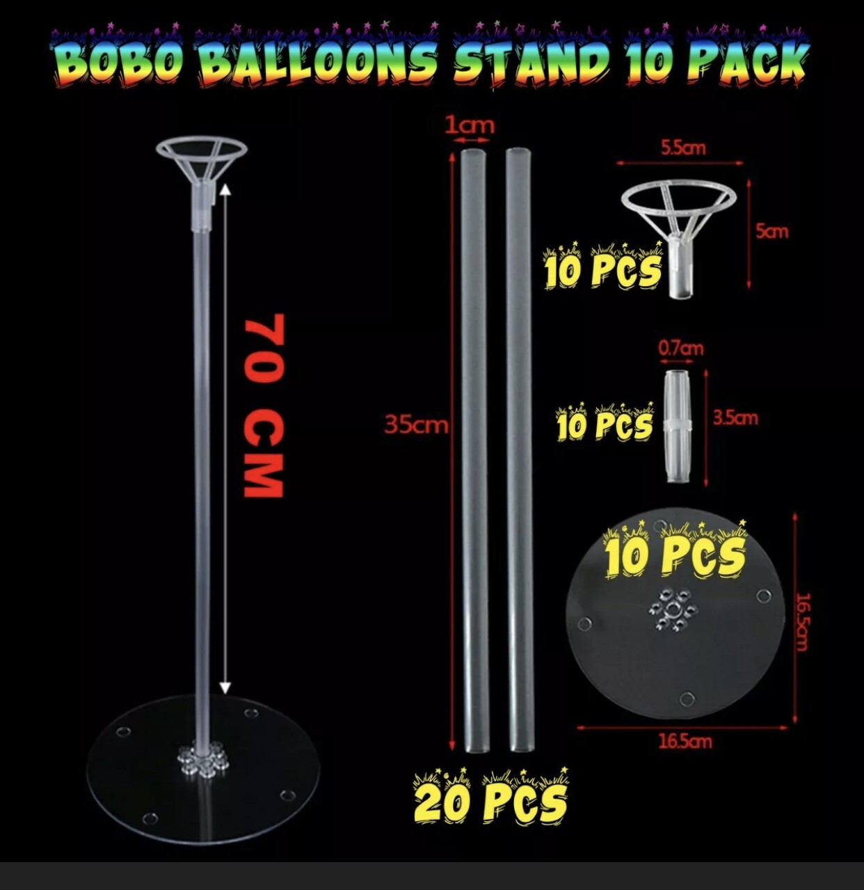 10 PCS Stand For Balloons All Size, Column For Party Decoration Base Para Globos