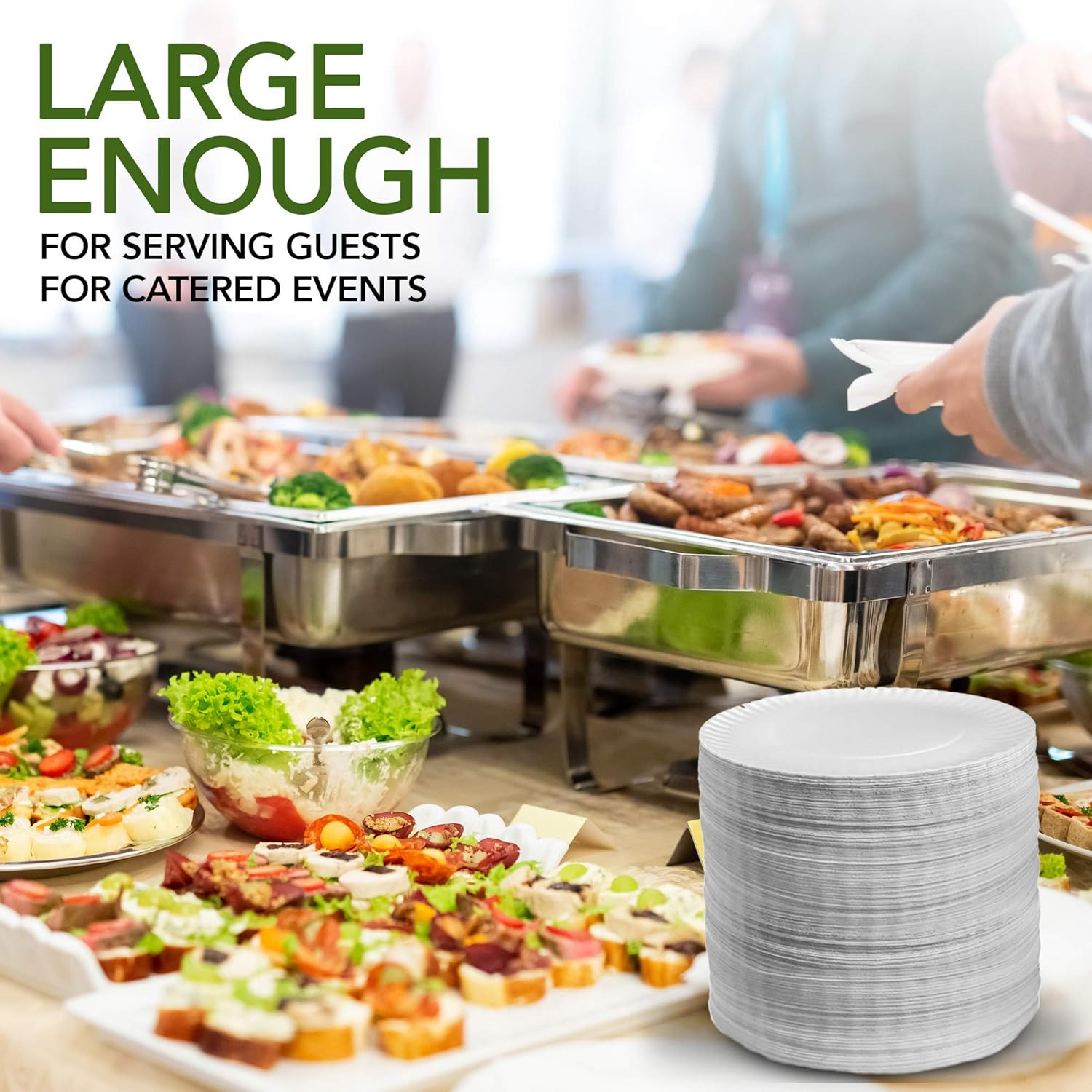 9-Inch Paper Plates Uncoated, Everyday Disposable Plates 9″ Paper Plate Bulk, Wh