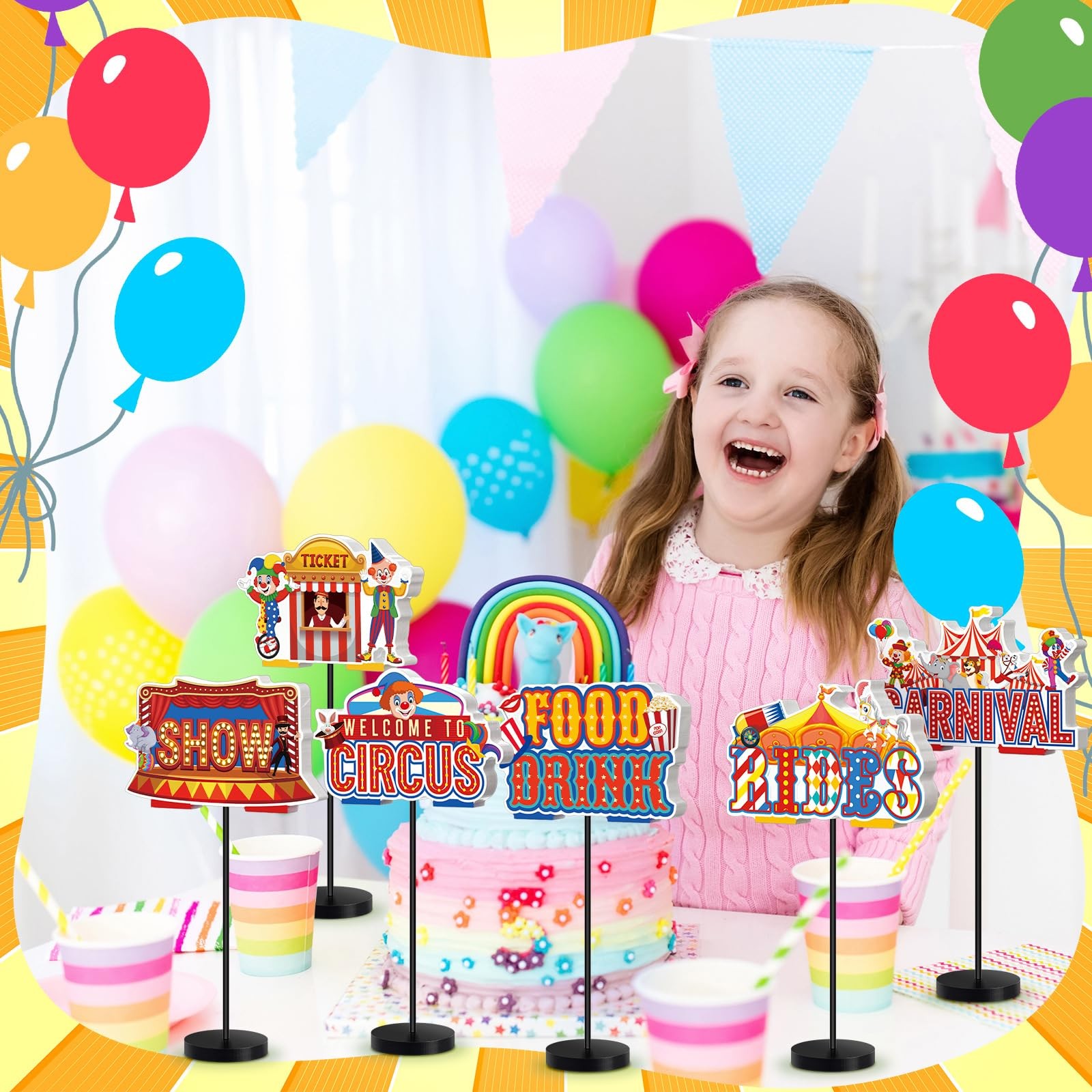 6 Pcs Carnival Party Decor Carnival Circus Decoration for Table Centerpieces …