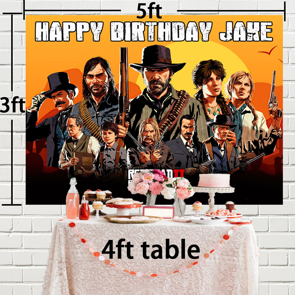 Red Dead Redemption Personalised Custom Banner Backdrop Party Decorations Gift