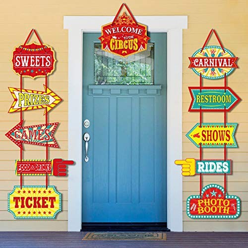 Carnival Decorations, 11 Pcs Large Circus Carnival Signs Circus Theme Party