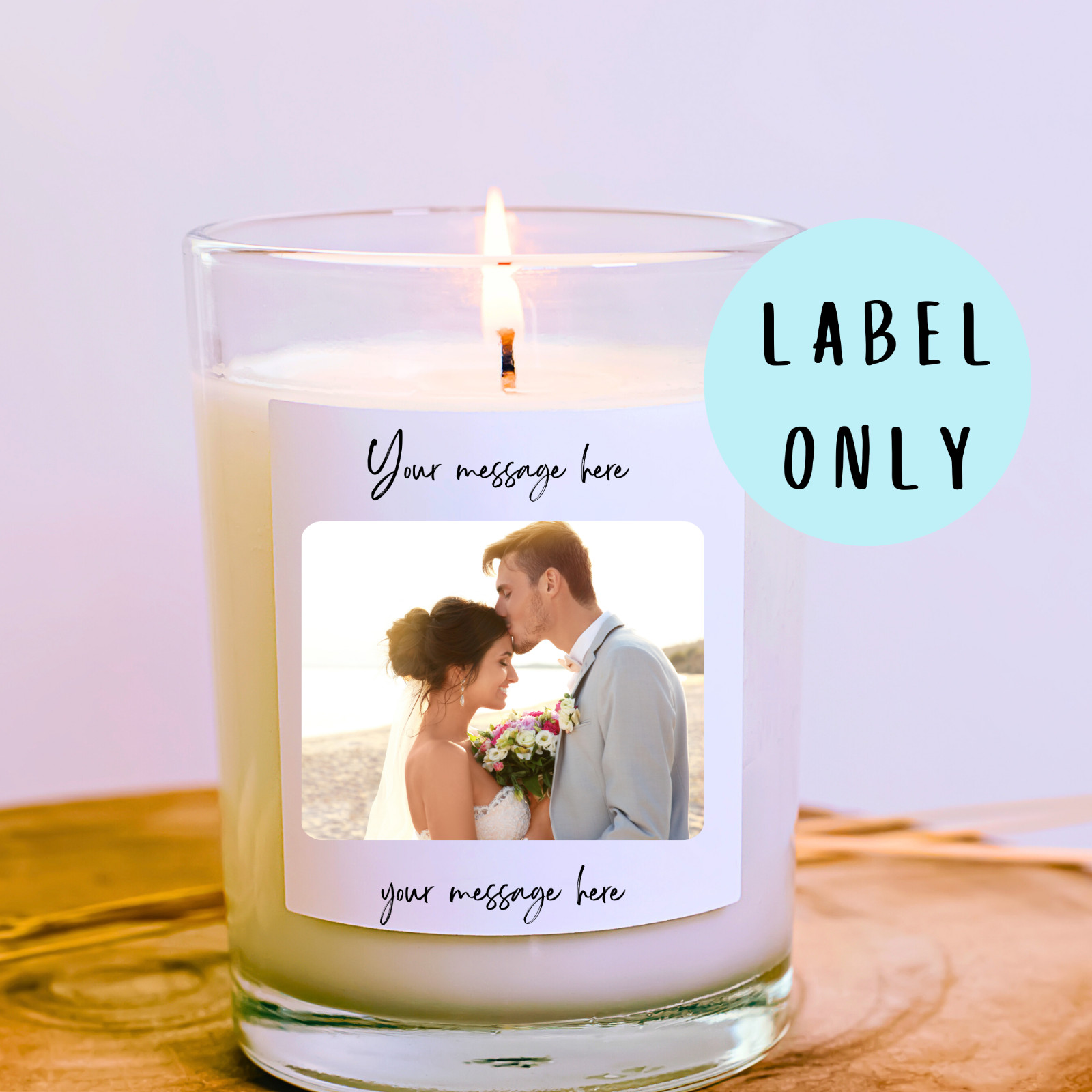 Personalised photo candle label, photo candle label for any occasion