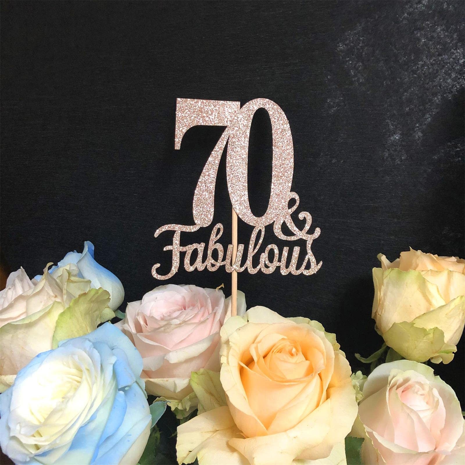 10 PCS Double Sided Rose Gold Glitter Fabulous 70th Birthday Centerpieces