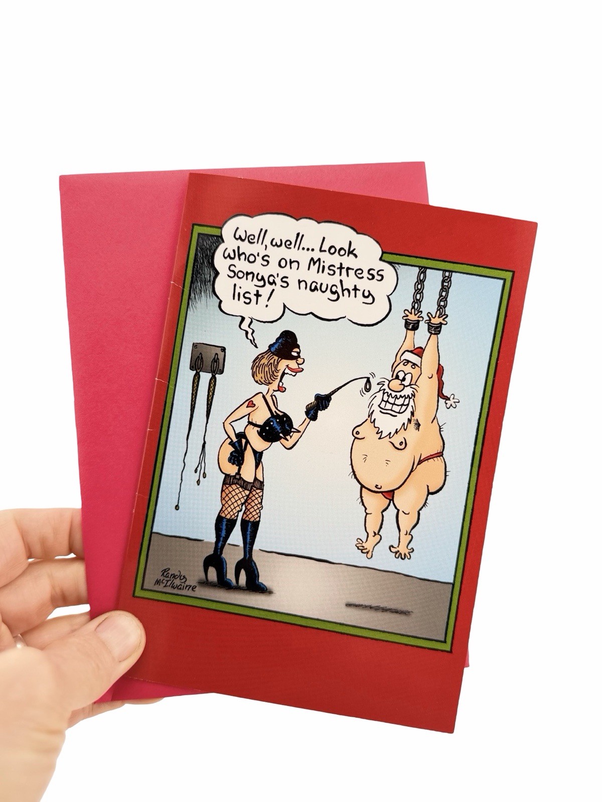NobleWorks Funny Adult Christmas Card Santa Naughty List BDSM Humor