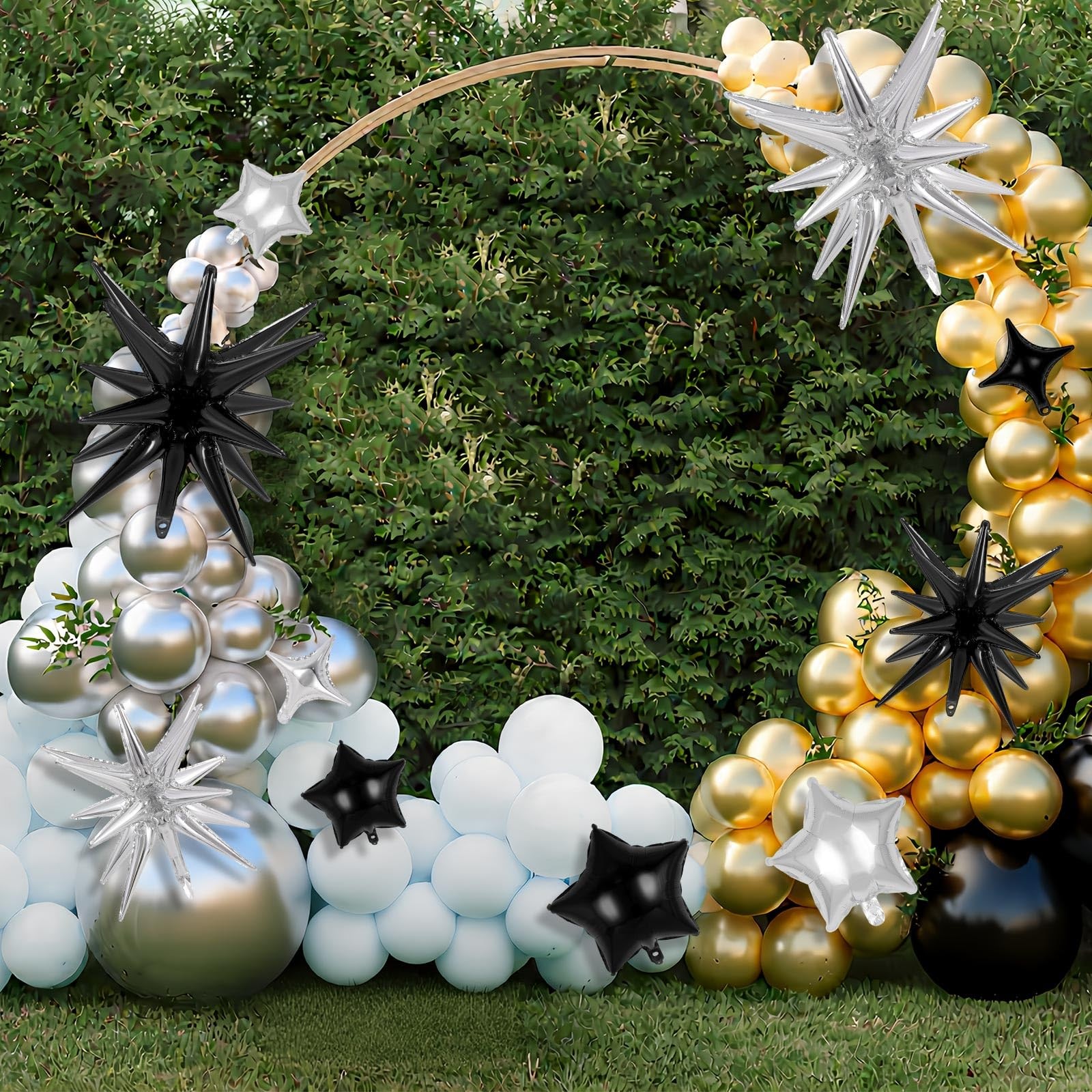 24 Pcs Star Balloons Set Explosion Balloons Foil Cone Balloon Four Pointed St…