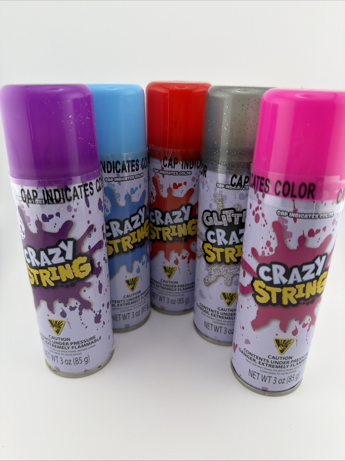 Crazy String Lot of 5 Cans Various Colors (3 oz) Brand New & Sealed!!