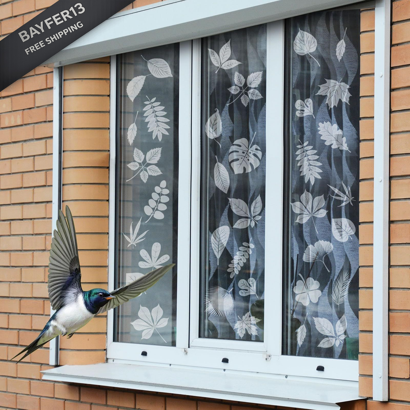 26 Pcs Leaf Window Decals, Anti-Collision Stickers for Birds, White