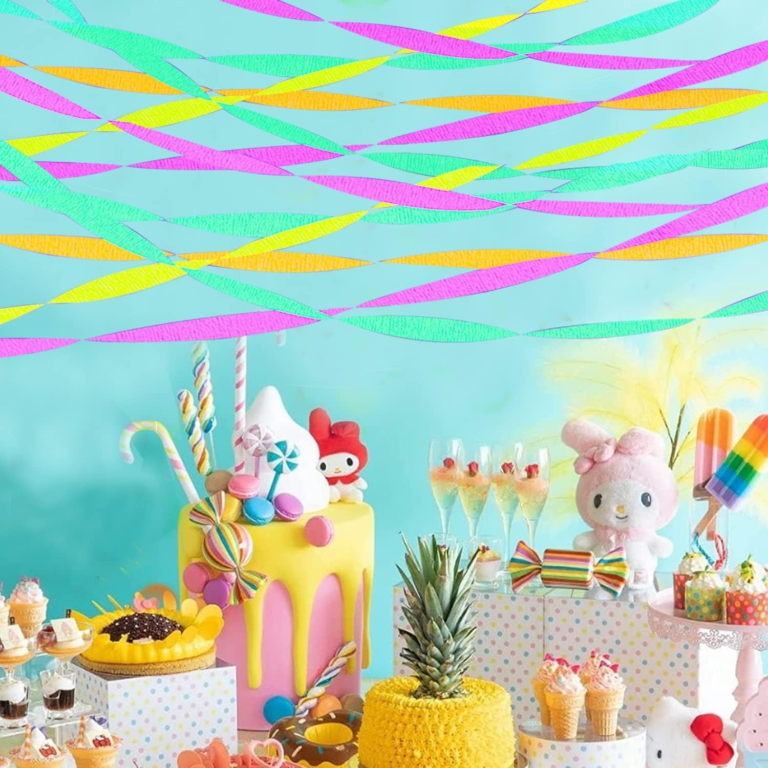 600 feet Glow Crepe Paper Streamers UV Glow Party Neon Streamer Decorations G…