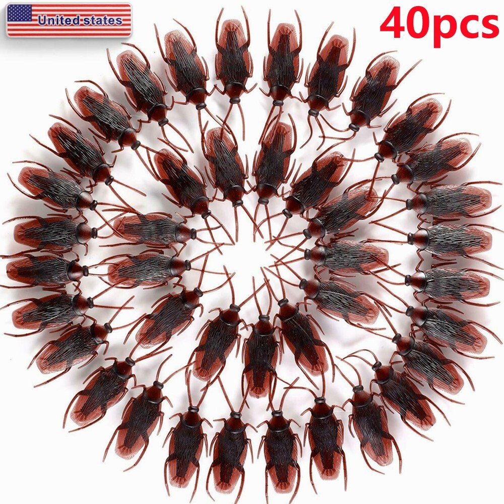 Prank Fake Cockroaches Realistic Cock Roach Joke Gifts Creepy Bug Gag Toys 40PCS
