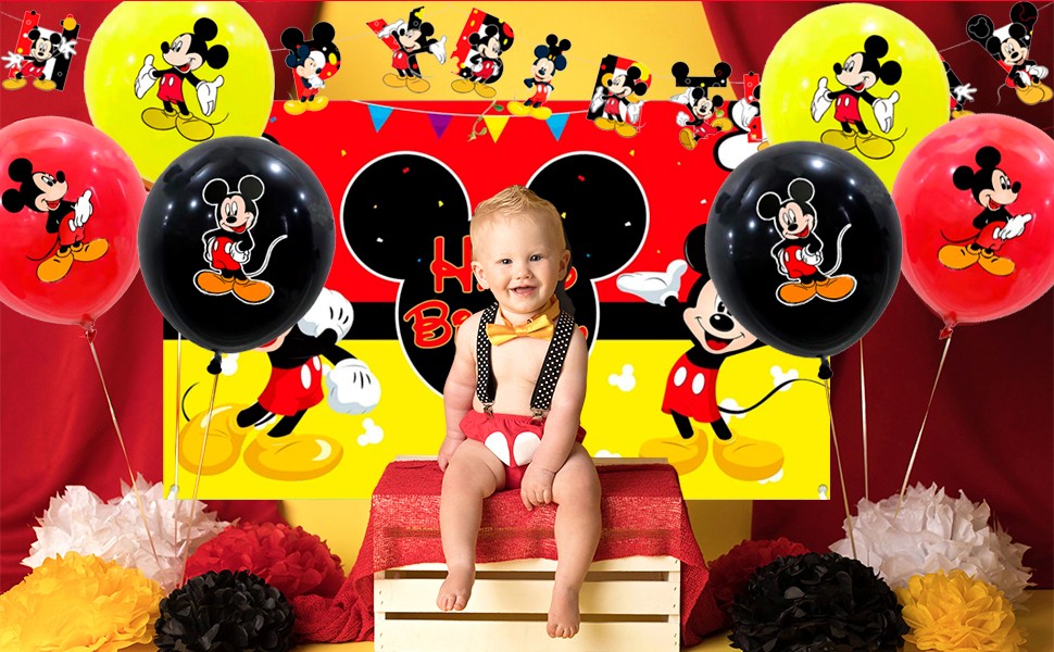 Mickey Mouse Party Supplies 112 Pcs Party Decorations Tableware Balloons Plates