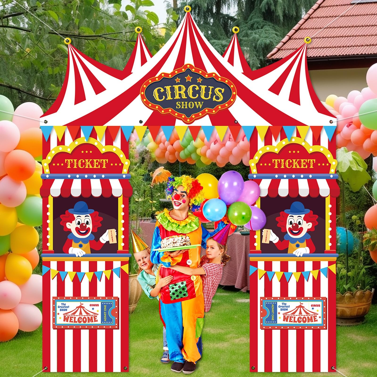 3Pcs Carnival Circus Tent Porch Banner Decorations Circus Party Awning Hangin…