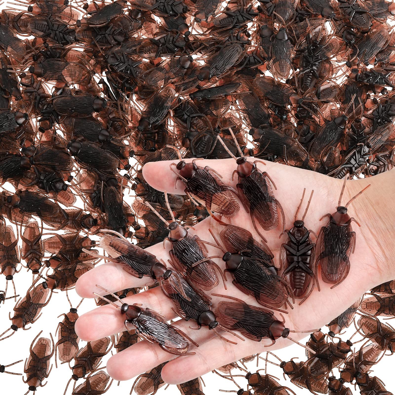 300 Pack Realistic Fake Roaches – Plastic Cockroach Prank Insect Gag Gift for Ha